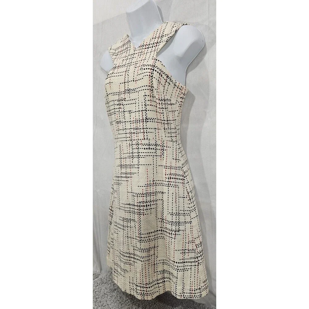 New Banana Republic Women's Mini Dress Ivory Tweed Halter Twee Mod Preppy Size 0 - Picture 7 of 16